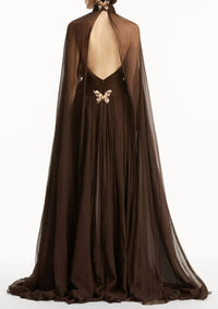Fatos Backless Ruch Mesh Maxi Dress