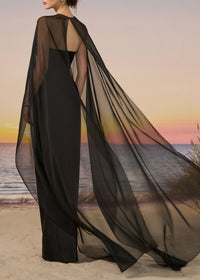 Farquhar Mesh Shawl Silky Maxi Dress
