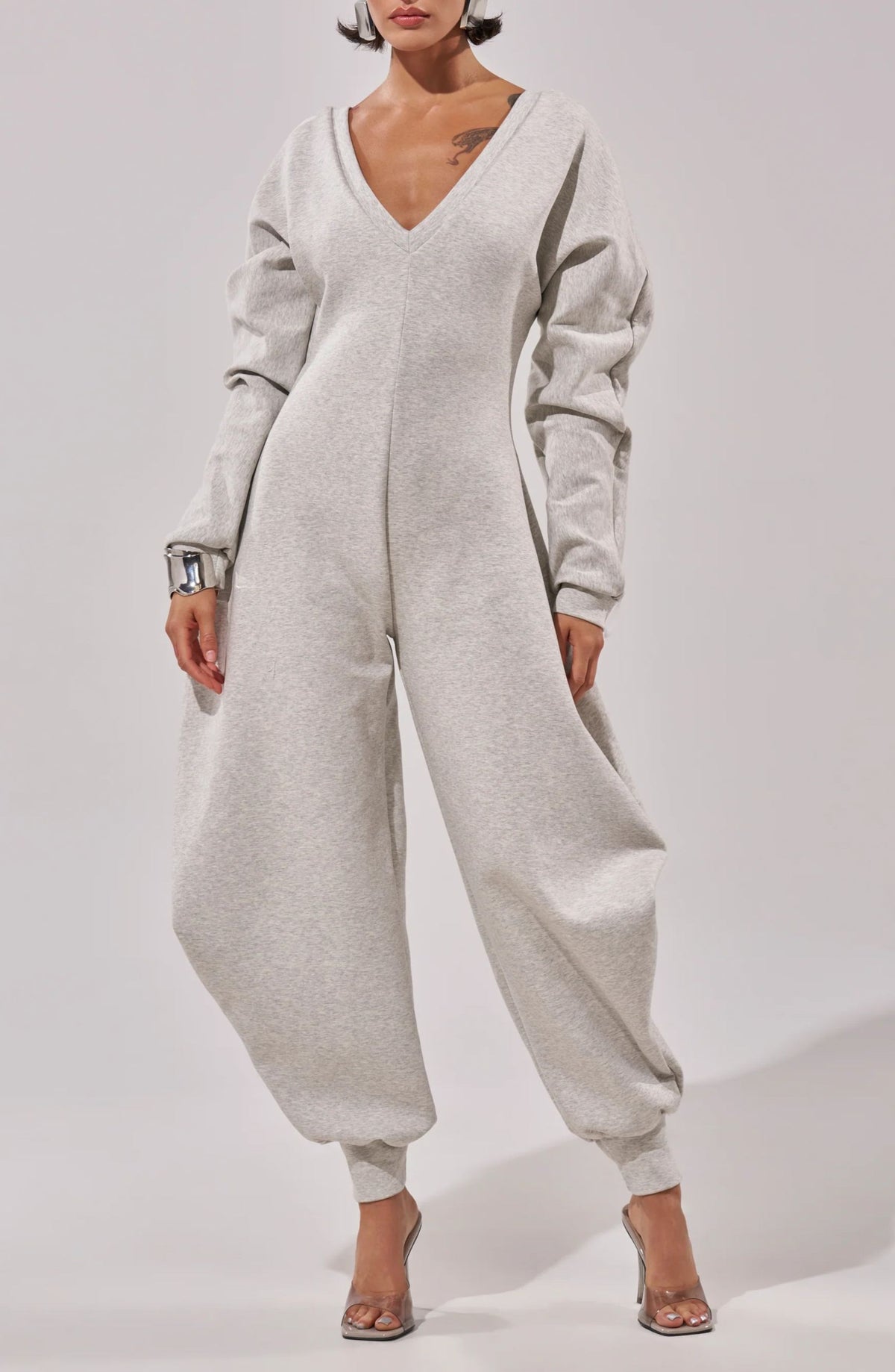 Zaahir V-Neck Barrel Jumpsuit