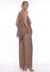 Darijus Spaghetti Ruffle Lace Top