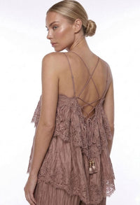 Darijus Spaghetti Ruffle Lace Top
