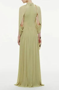 Jocaste Bat Sleeve Draped Maxi Dress In Green