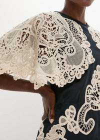 Eliyee Cochet Shawl Midi Dress In Black
