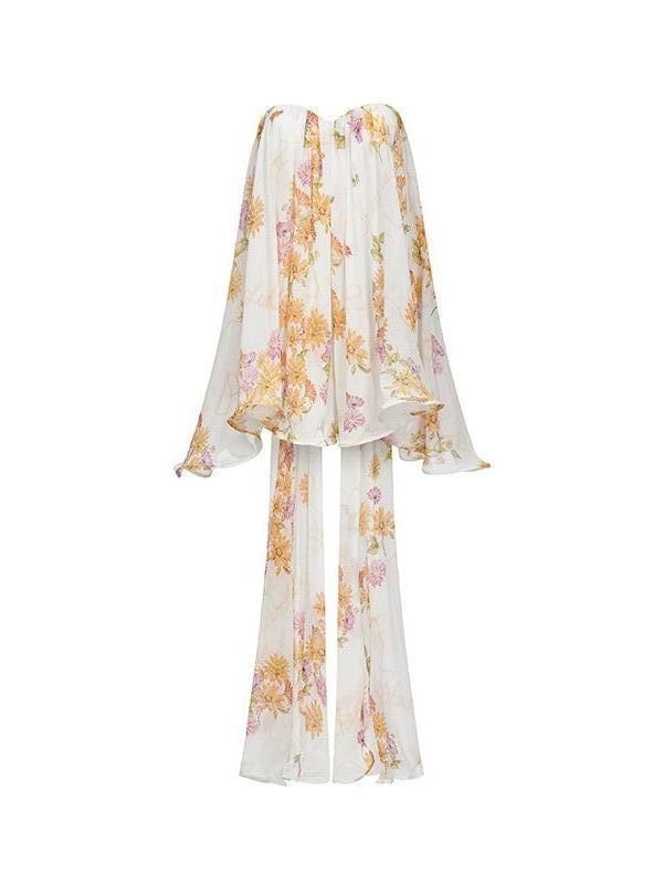 Consuelo White French Strapless Floral Mini Dress
