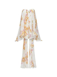 Consuelo White French Strapless Floral Mini Dress