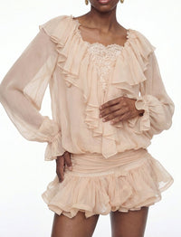 Sealama Embroidered Ruffe Mini Dress