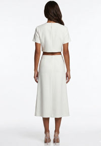 Fedelma Floral Applique Short Sleeve Top & Skirt Set