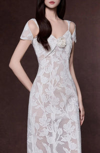 Zadie Flower Cutout Lace Midi Dress