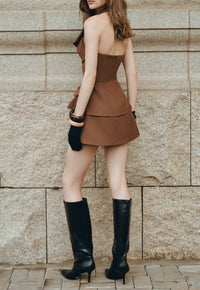 Desiree Halter Neck Ruch Skirt Set