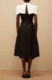 Deisyer Color Block Midi Dress with Embellished Shawl
