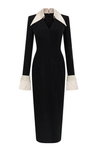 Ferran Black Embellished Corset Midi Dress
