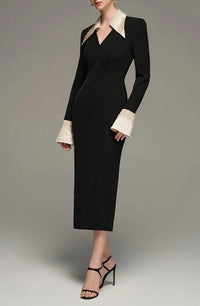 Ferran Black Embellished Corset Midi Dress