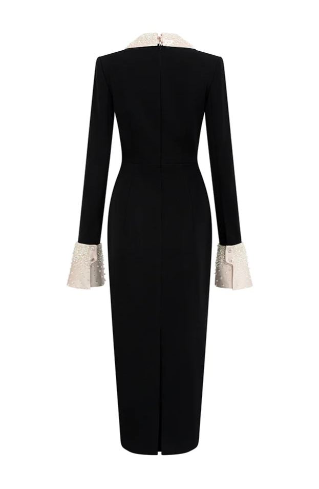Ferran Black Embellished Corset Midi Dress