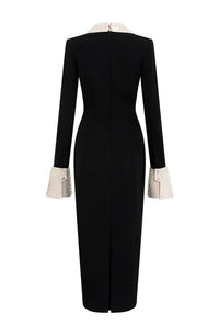 Ferran Black Embellished Corset Midi Dress