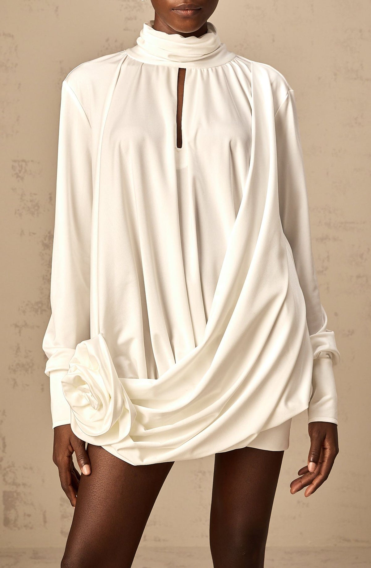 Feodor faux-flower ruched mini dress