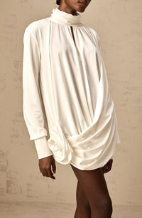 Feodor faux-flower ruched mini dress