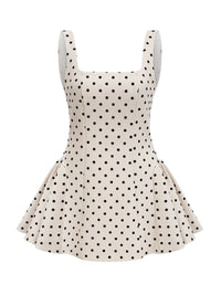 Gionosath neutrals polka-dot puff mini dress