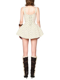 Gionosath neutrals polka-dot puff mini dress