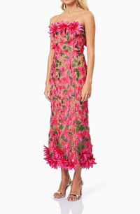 Semsem Floral Embroidery Strapless Maxi Dress