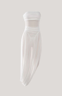 Eustace Strapless Draped Mesh Maxi Dress