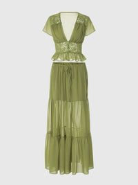 Giusepplio Crop Lace Skirt Set