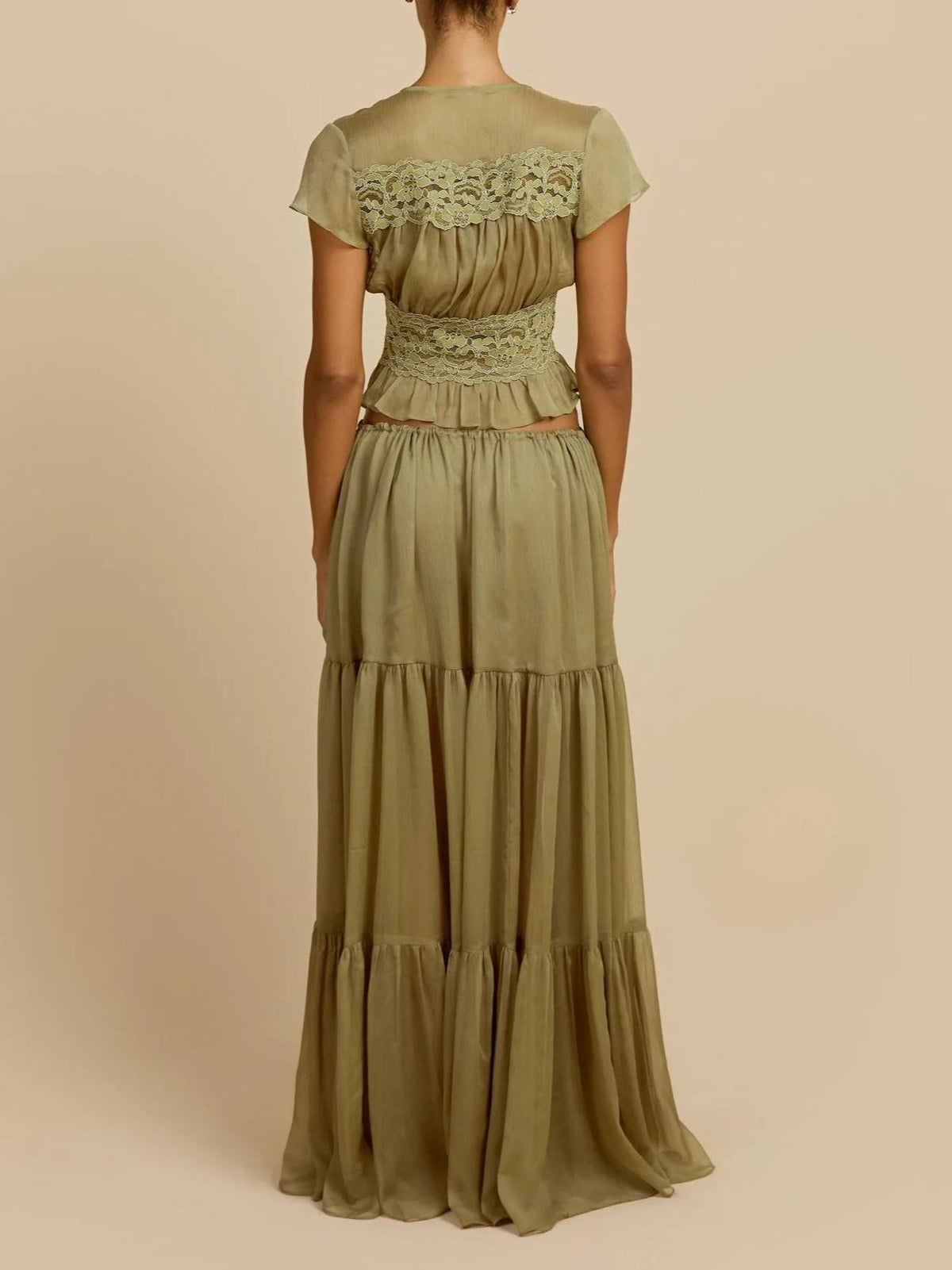 Giusepplio Crop Lace Skirt Set