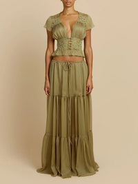 Giusepplio Crop Lace Skirt Set