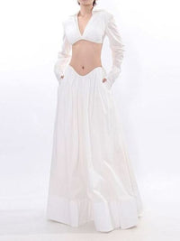Qucesz Long Sleeve Crop Skirt Set
