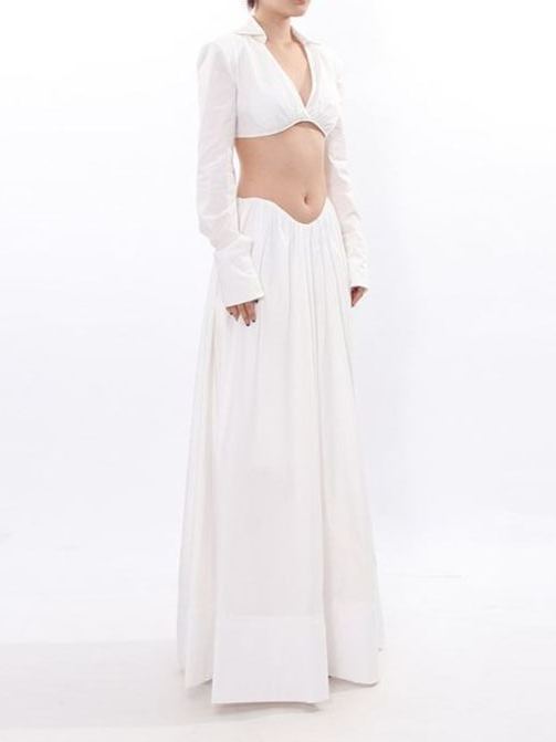 Qucesz Long Sleeve Crop Skirt Set