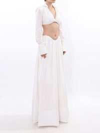 Qucesz Long Sleeve Crop Skirt Set