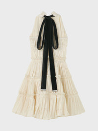 Cadogan Heather Cream Halter Tiered Mini Dress