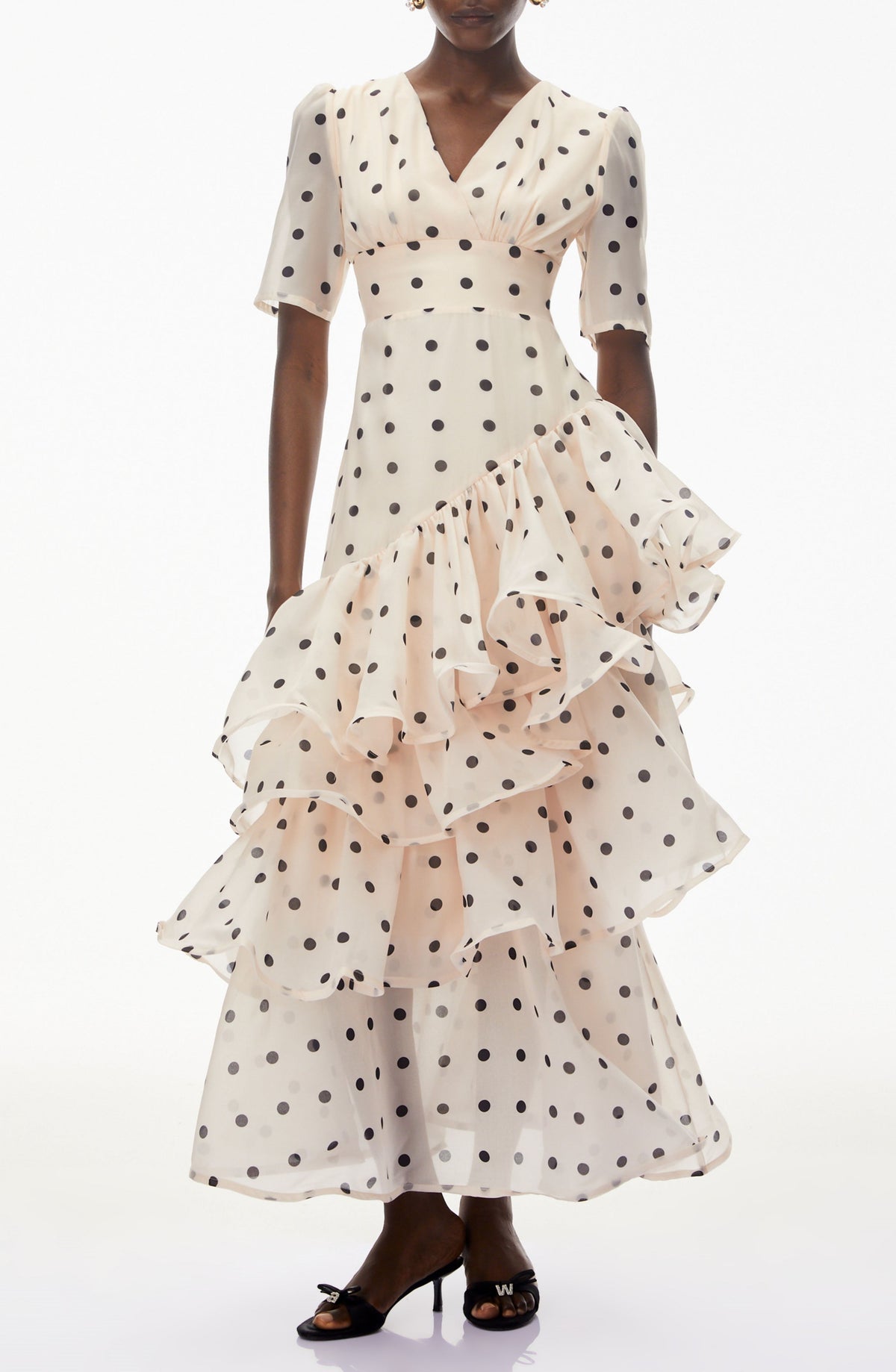 Florisami White Polka Dot Asymmetrical Maxi Dress