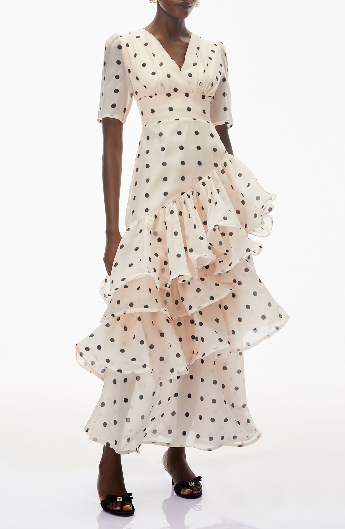 Florisami White Polka Dot Asymmetrical Maxi Dress