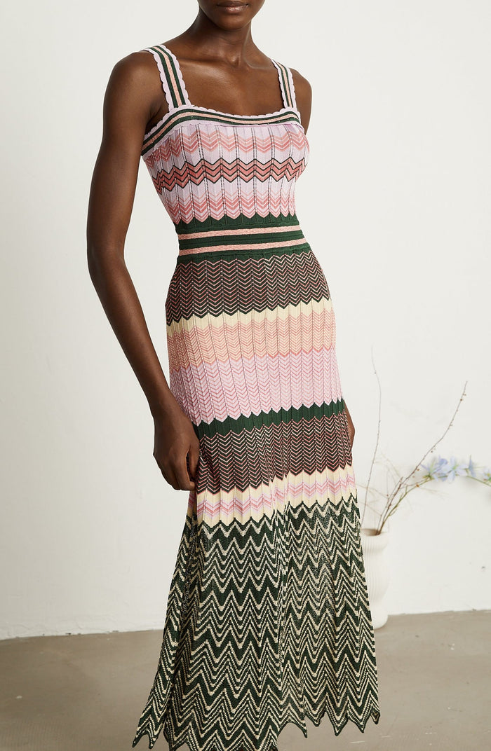 Fadzaiey contrast-color knitted midi dress