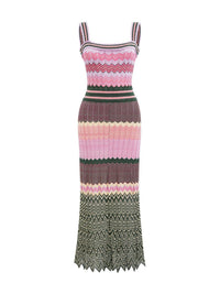 Fadzaiey contrast-color knitted midi dress