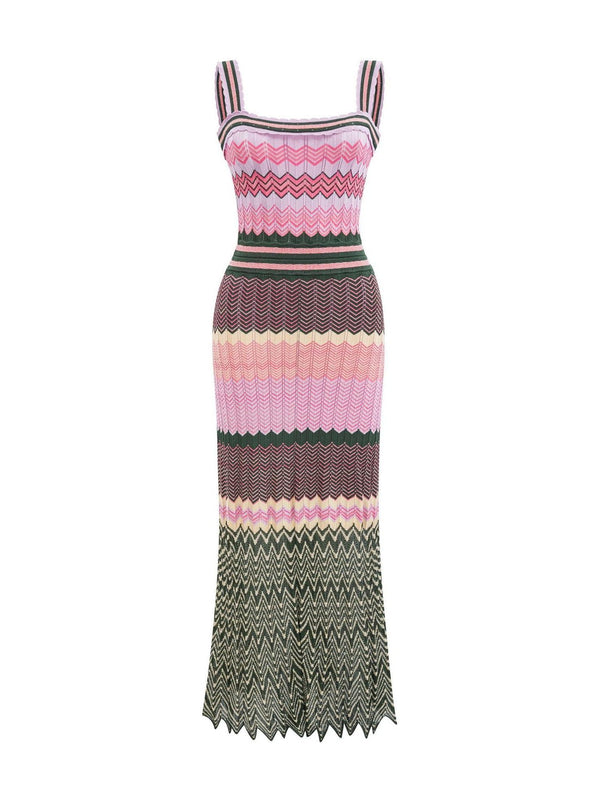 Fadzaiey contrast-color knitted midi dress