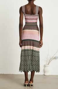 Fadzaiey contrast-color knitted midi dress