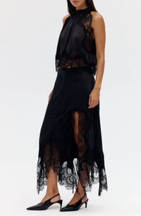 Feodora Sleeveless Lace Skirt Set In Black