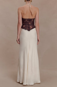 Bartholomaios Lace And Satin Halter Maxi Dress