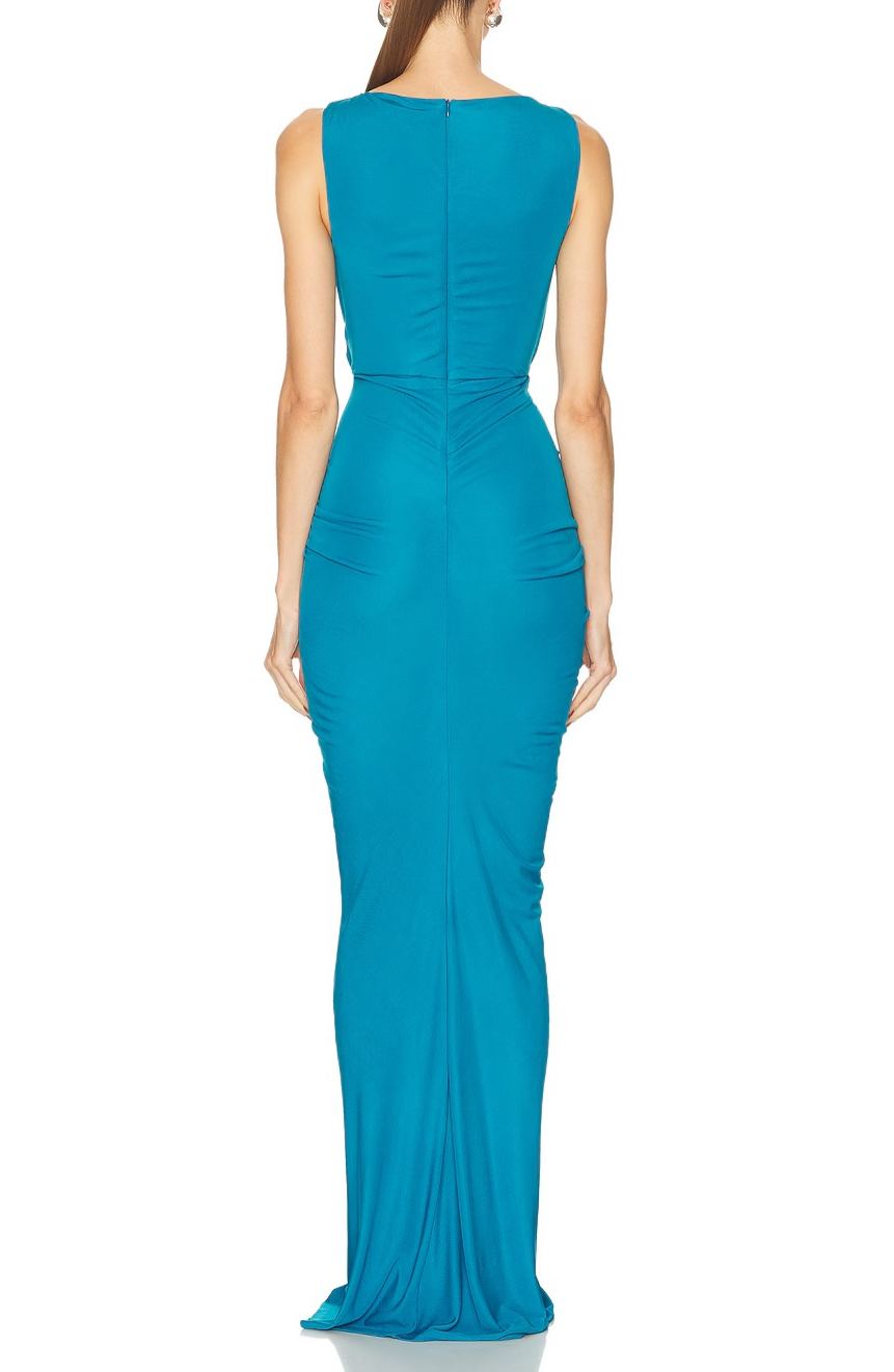 Gravira Sleeveless Cutout Ruched Maxi Dress
