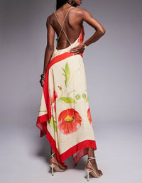 Quvion Cowl Neck Floral Maxi Dress