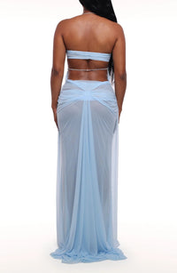 Bleyzan Plunge Chain Asymmetric Maxi Dress In Blue