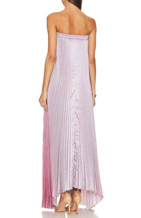 Wylith Pink Gradient Pleated Maxi Dress