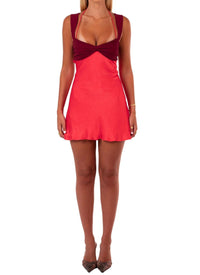 Ardor Bodycon Lace Up Ruffle Mini Dress In Red