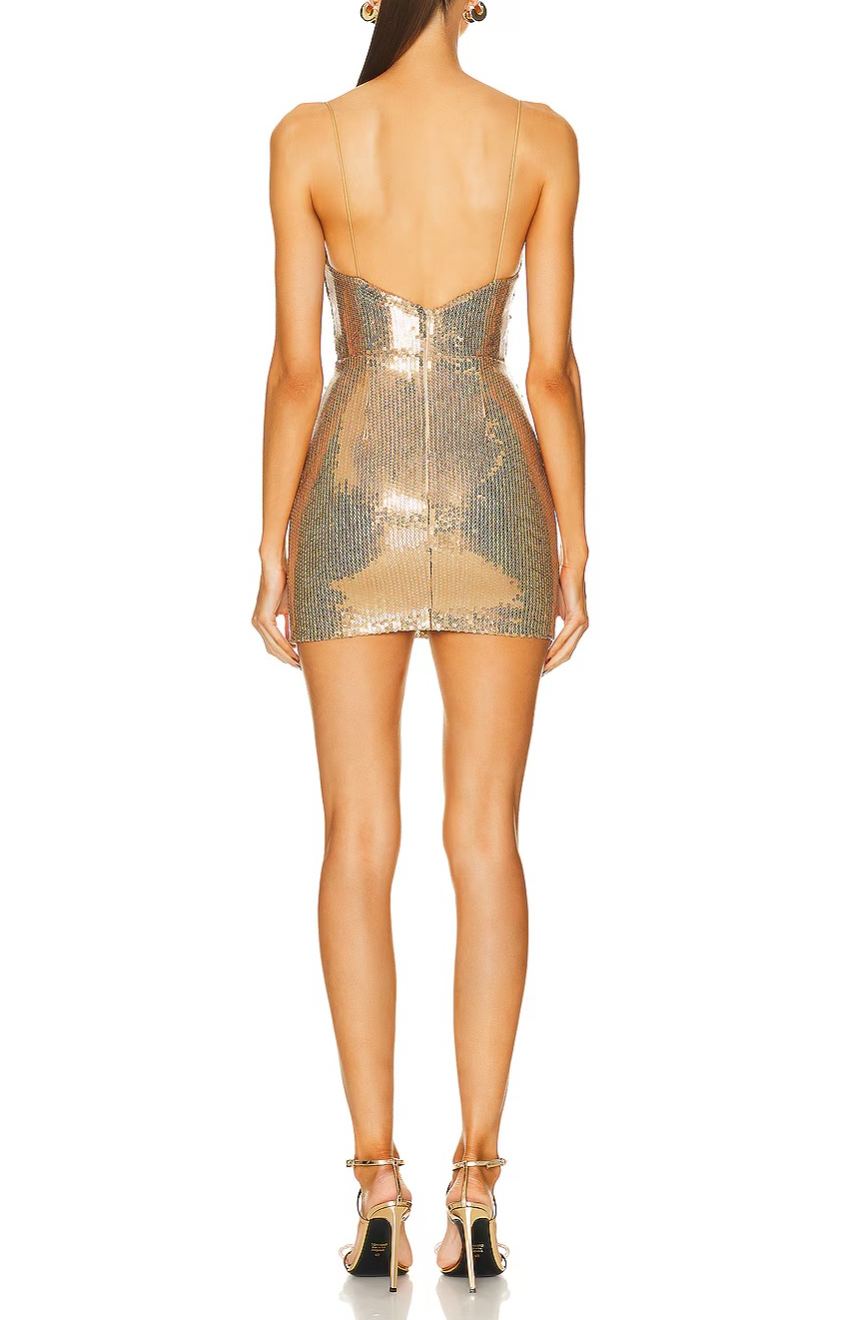 Chrismay Spaghetti Sequin Mini Dress