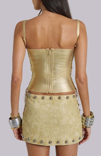 Dafydd Metallic Bandage Corset Top in Gold