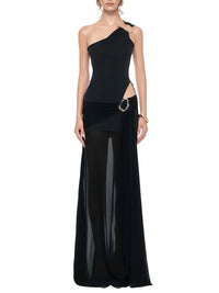 Thérèmey Black One Shoulder Cut Out Maxi Dress