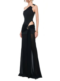 Thérèmey Black One Shoulder Cut Out Maxi Dress