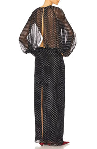 Eezis Black Polka Dot Chiffon Maxi Dress