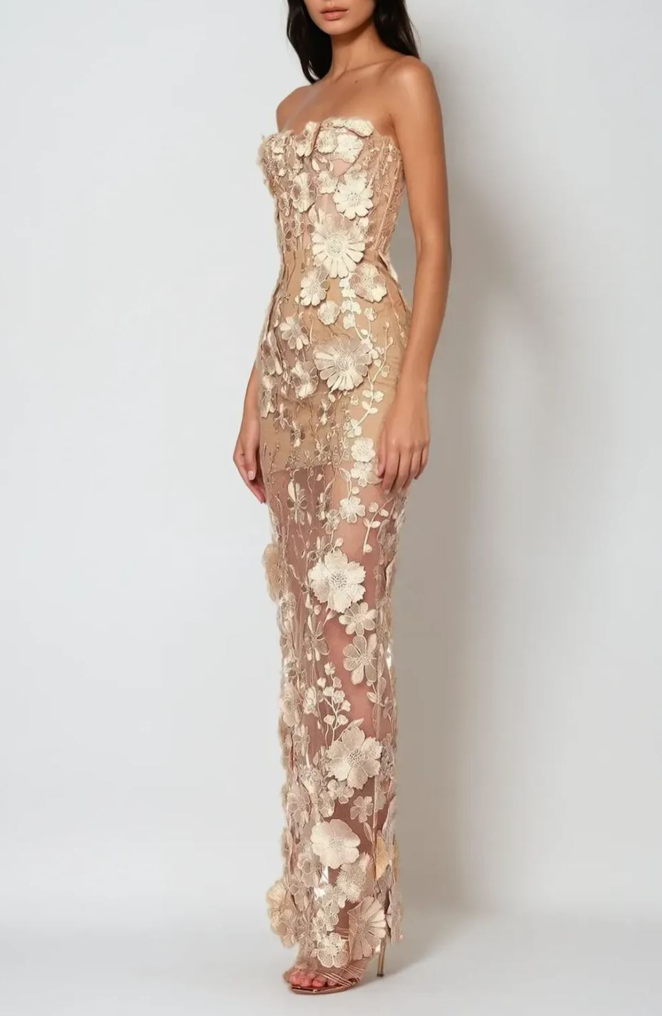 Dohnnall Strapless Flower Maxi Dress